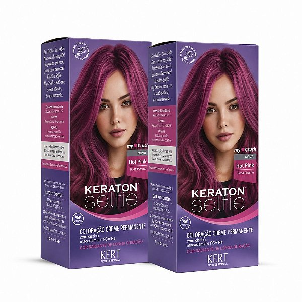 Kit Kert Keraton Selfie: 2 Coloração Creme My Crush Hot Pink