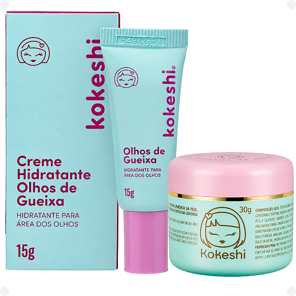 Kit Kokeshi:Creme Hidratante Olhos De Gueixa 15g e Creme Facial Pele de Porcelana 30g