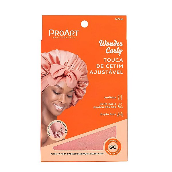Touca De Cetim Ajustável Proart Wonder Curly Dupla Face Extra Grande Tc06bb