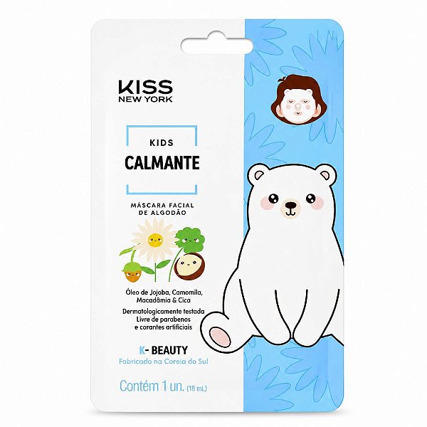 Máscara Facial de Algodão Calmante Kids Kiss New York 18ml