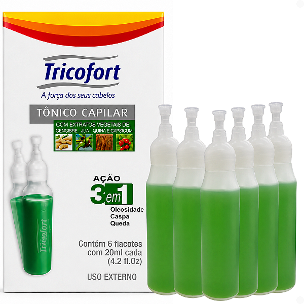 Tônico Capilar Tricofort Ação 3em1 C/6 Frascos 20ml
