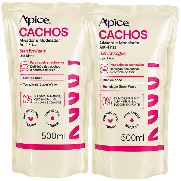 Kit Apice Anti-Frizz :Refil Ativador e Modelador De Cachos C/2 500ml