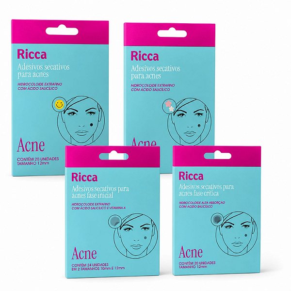 Kit Completo Ricca Adesivos Secativos Para Acnes 20 Unidades Cada