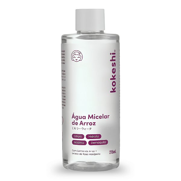 Água Micelar De Arroz Kokeshi Limpa, Hidrata, Acalma e Demaquila 215ml