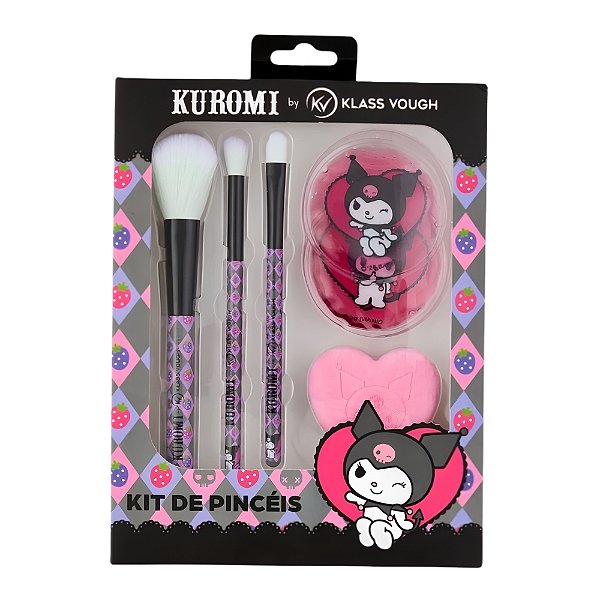 Kit De Pincéis Kuromi By Klass Vough Com Eyepads e Esponja Km06