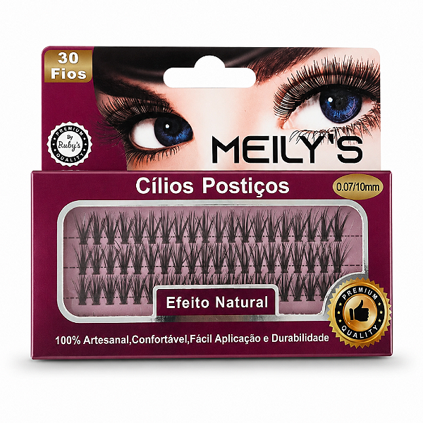 Cílios Postiços Tufinhos Meily's Efeito Natural 0.07/10mm Com 30 Fios Ref.: Mcl-kt04