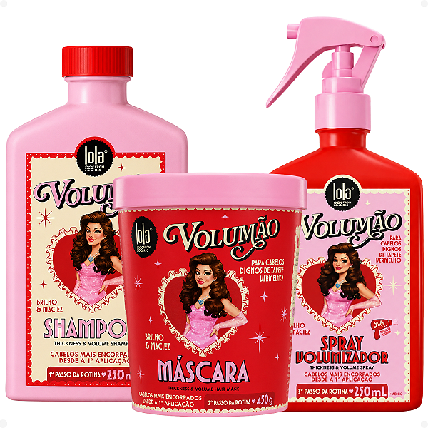 Kit Lola Volumão Brilho & Maciez:Shampoo, Máscara e Spray Volumizador