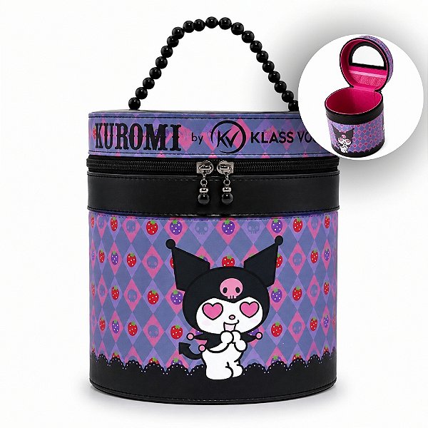 Necessaire Redonda Kuromi By Klass Vough Com Espelho Km01