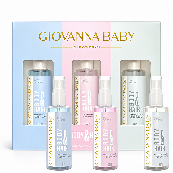 Kit Giovanna Baby Mini Body Splash Clássicos Eternos Body & Hair: Blue, Classic e Blanc Vanilla 100ml