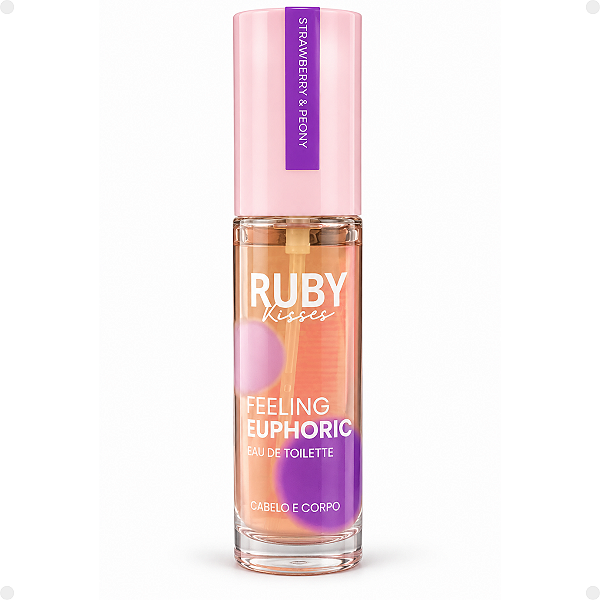 Colônia Ruby Kisses Feeling Euphoric Eau De Toilette Cabelo e Corpo Strawberry & Peony 30ml