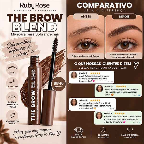 Máscara Para Sobrancelhas Ruby Rose The Brow Blend Bb40 Hb-e2514-4