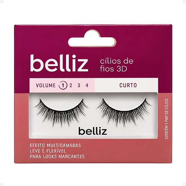 Cílios de Fios 3D Belliz Volume 1 Curto Cód. 2646