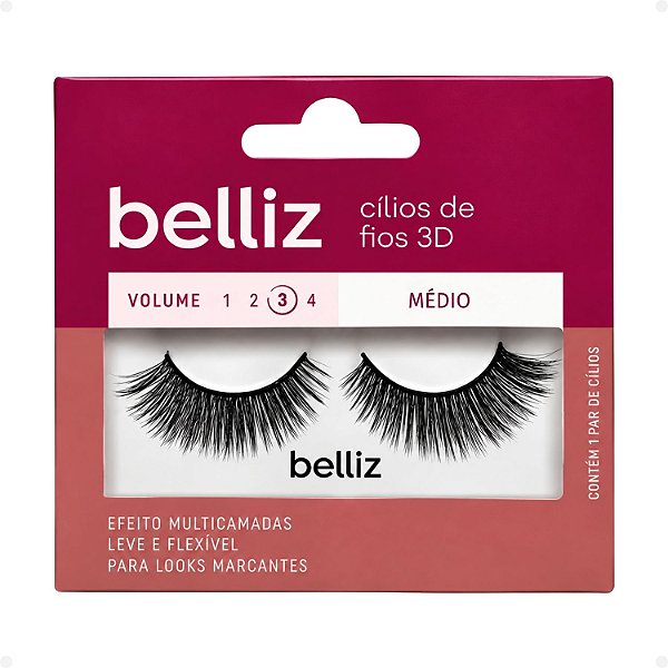 Cílios de Fios 3D Belliz Volume 3 Médio Cód. 2648