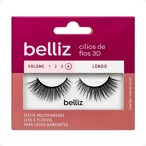 Cílios de Fios 3D Belliz Volume 4 Longo Cód. 2650