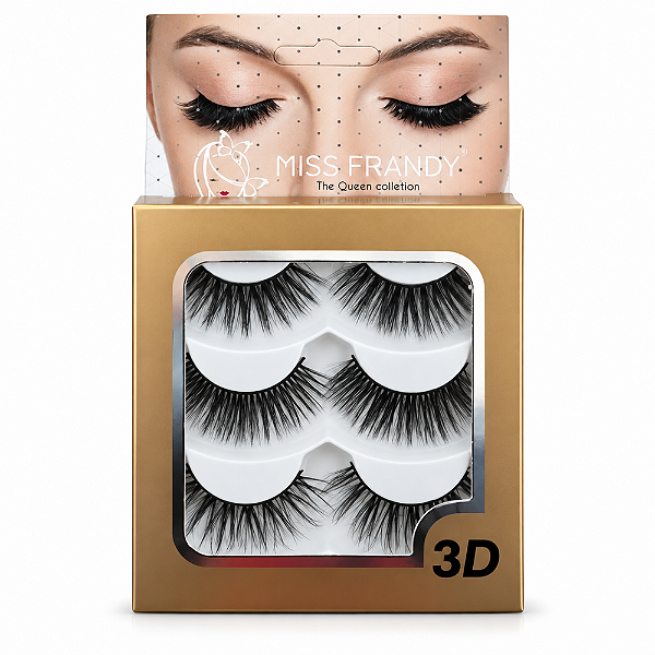 Cílios Postiços The Queen Colletion 3d 3 Pares Miss Frandy C19-0339