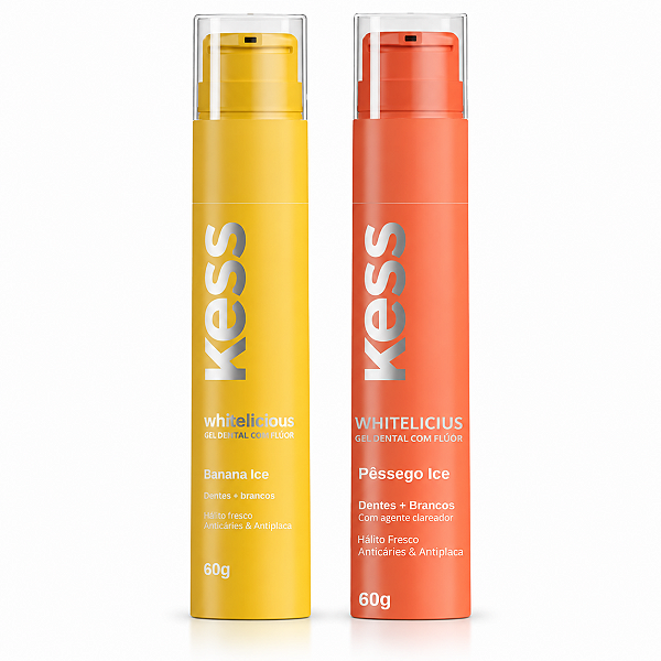 Kit Gel Dental Kess Whitelicious:Banana Ice e Pêssego Ice 60g