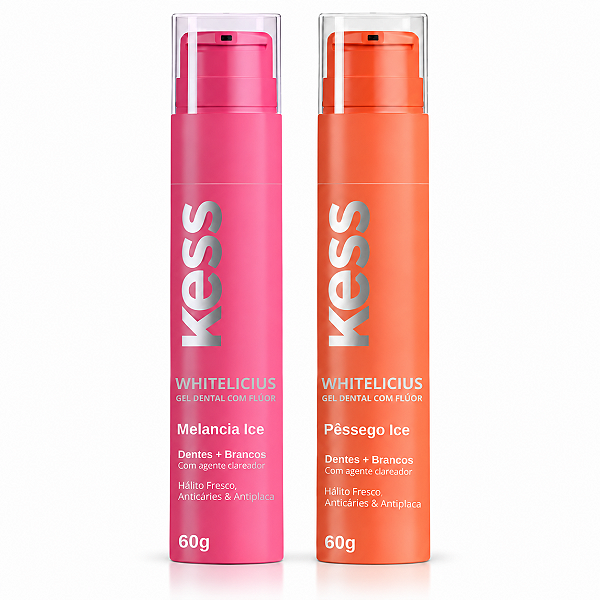 Kit Gel Dental Kess Whitelicious:Melancia Ice e Pêssego Ice 60g