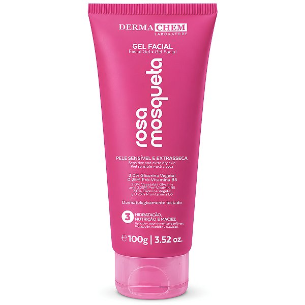 Gel Facial Dermachem Rosa Mosqueta Pele Sensível e Extrasseca 100g