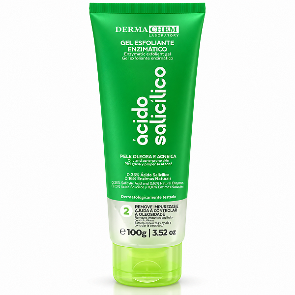 Gel Esfoliante Enzimático Dermachem Ácido Salicílico Pele Oleosa e Acneica 100g