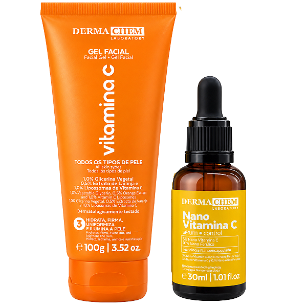 Kit Dermachem Vitamina C: Gel Facial 100g e Sérum Facial 30ml