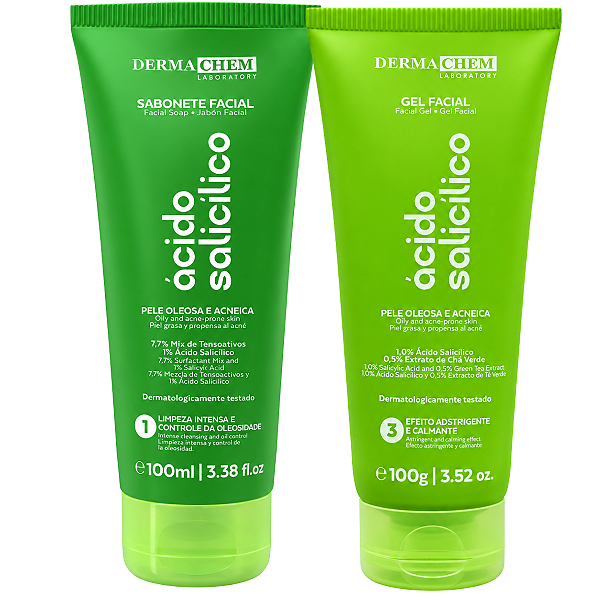 Kit Dermachem Ácido Salicílico:Sabonete Facial 100ml e Gel Facial 100g