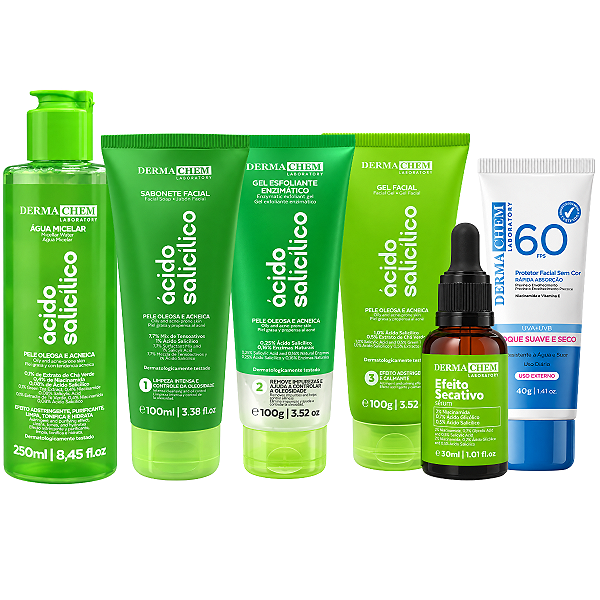 Kit Dermachem Ácido Salicílico Com 5 Produtos + Protetor Solar Fps60