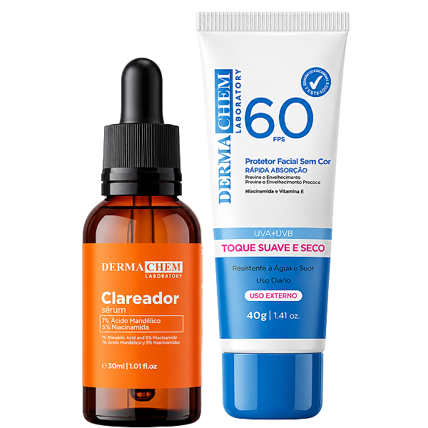 Kit Dermachem: Sérum Facial Clareador 30ml e Protetor Solar Fps60 40g