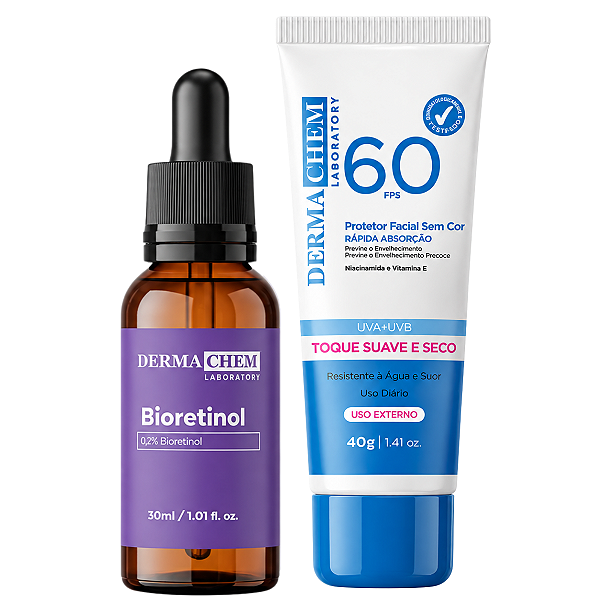 Kit Dermachem: Sérum Facial Bioretinol 30ml e Protetor Solar Fps60 40g