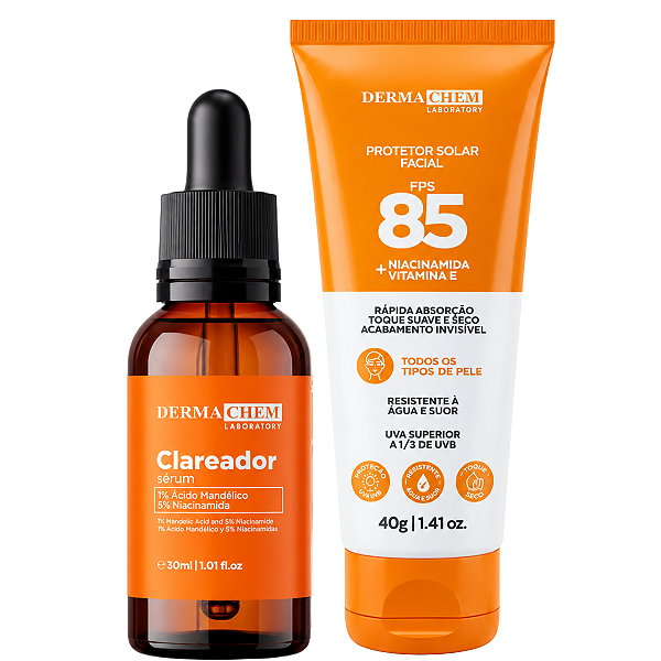 Kit Dermachem: Sérum Facial Clareador30ml e Protetor Solar Fps85 40g