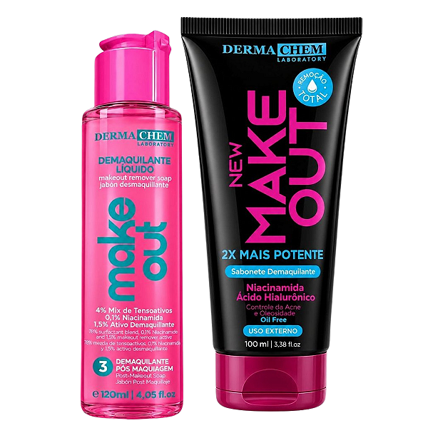 Kit Dermachem New Make Out: Sabonete Demaquilante 100ml e Demaquilante Líquido 120ml
