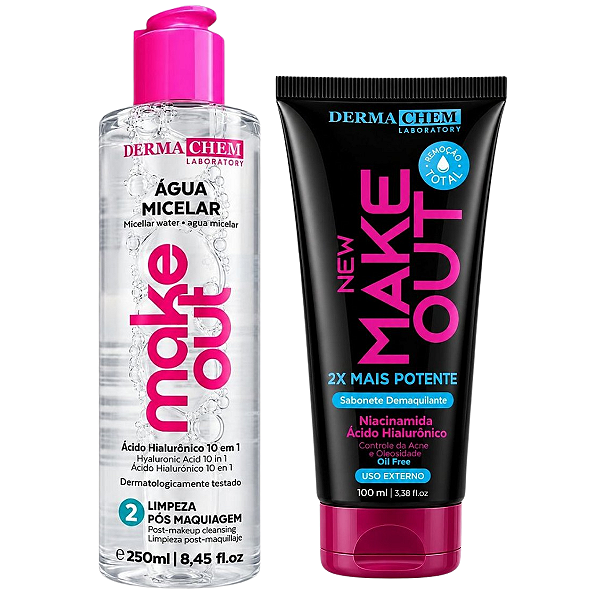 Kit Dermachem New Make Out: Sabonete Demaquilante 100ml e Água Micelar 250ml
