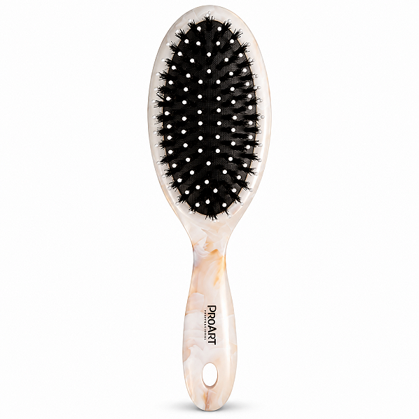 Escova Oval Proart Marble Branca Cerdas Mistas Em08b