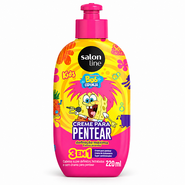 Creme Para Pentear 3 Em 1 Salon Line Kids Bob Esponja Sos Cachos Definição Máxima 220ml