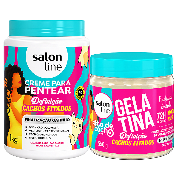 Kit Salon Line Finalização Gatinho: Creme Para Pentear 1kg e Gelatina 550g