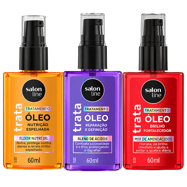 Kit Salon Line Óleo De Tratamento Trata:Blend De Ácidos, Mix de Aminoácidos e Elixir Nutri Oil 60ml
