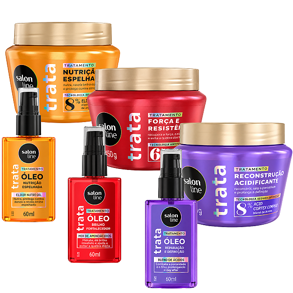 Kit Salon Line Máscaras e Óleos Trata: Força, Resconstrução e Nutrição