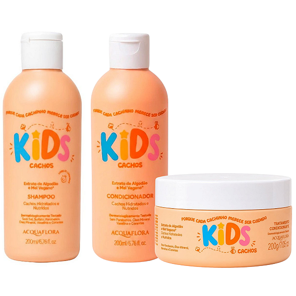 Kit Acquaflora Kids Cachos: Shampoo, Condicionador e Máscara