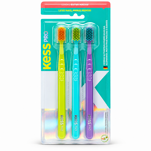 Kit Kess Pro Escova Dental Familia Extra Macia Com 3 Cód.: 2517