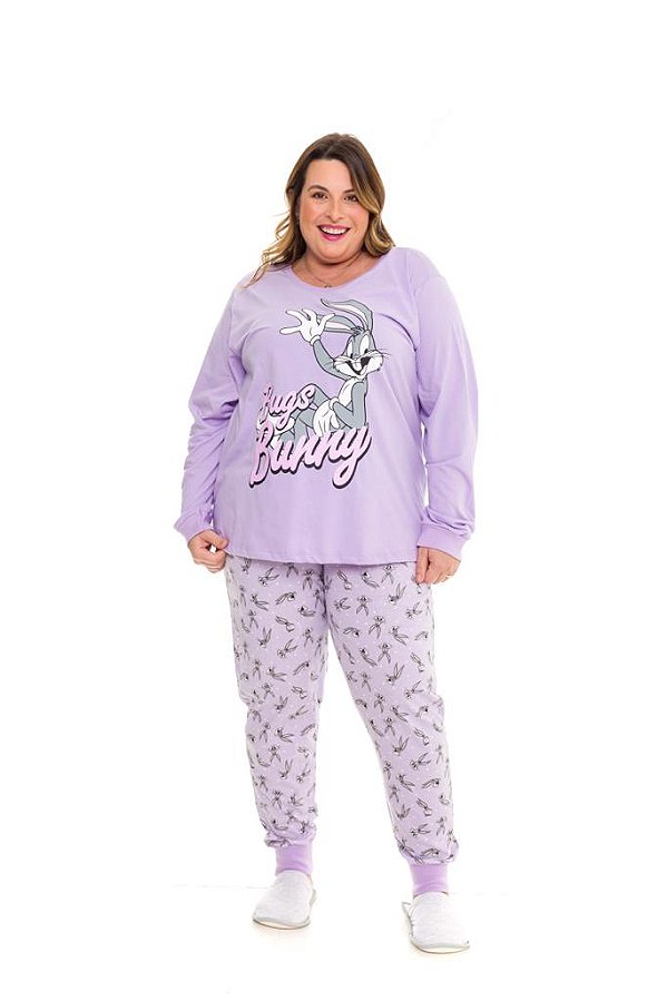 Pijama Looney Tunes Perna Longa Plus Sizes Evanilda