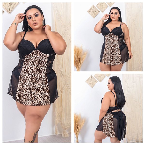 Camisola com bojo plus sizes-animal print