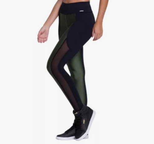 Calça Legging Com Recorte Tule Sport Fitness Academia Selene