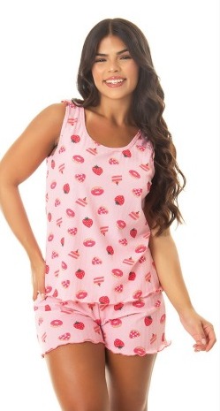 shorts doll regata fru fru morango