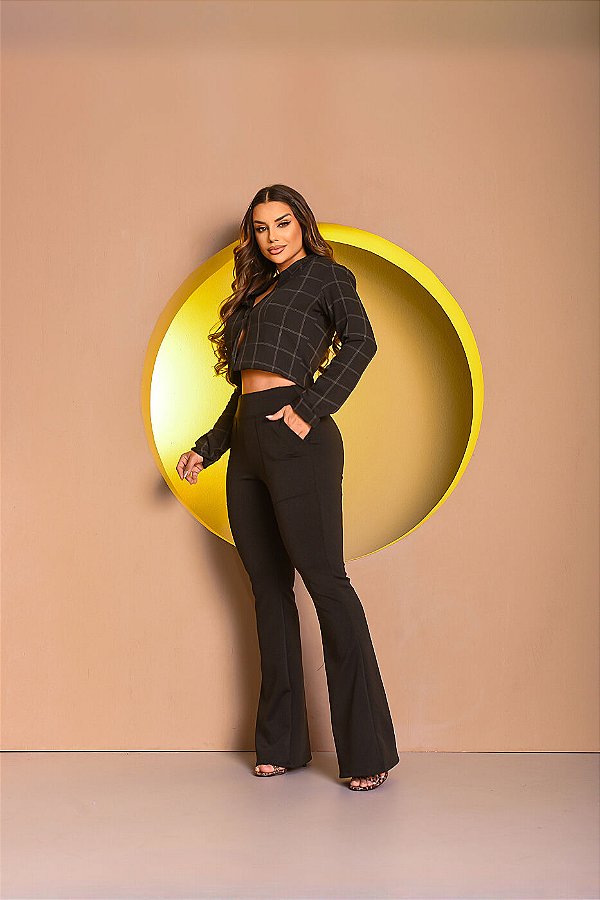 Calça flare neoprene