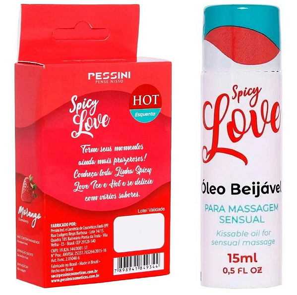 SPICY LOVE BEIJÁVEL MORANGO HOT PESSINI