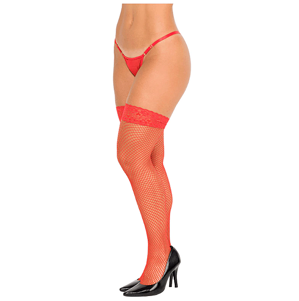 Meia 7/8 Arrastão com Renda Perrutextil Vermelha