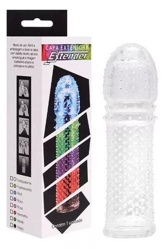 Capa Peniana Extensora Textura Extender 16cm Kgel Transparente