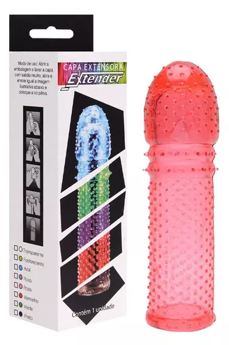 Capa Peniana Extensora Textura Extender 16cm Kgel Vermelho