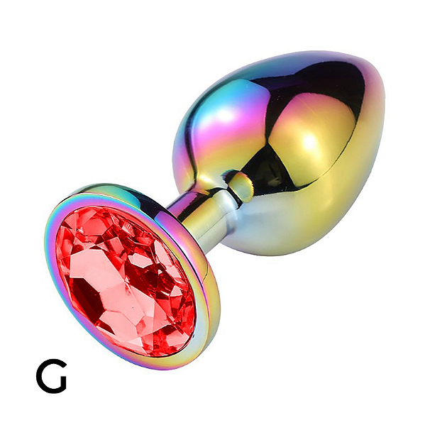 Plug Anal "G" Aço Inoxidável Formato Cônico Pedra de Cristal Redonda Vermelho