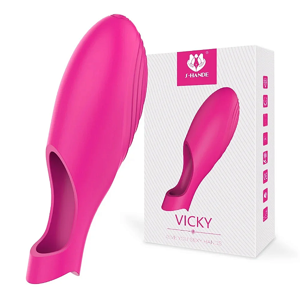 S-HANDE VICKY - DEDEIRA VIBRADORA COM TEXTURA - COR ROSA - 10CM