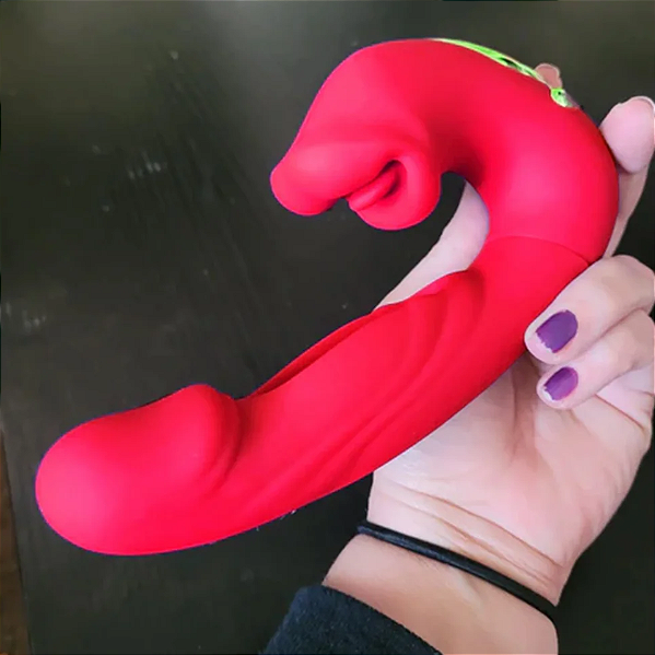 ALWUP Flapping & Vibrating & Licking Modes Tongue Toy - Vibrador de Ponto G e Clitóris com Boca e Dedilhar / Slap Vermelho